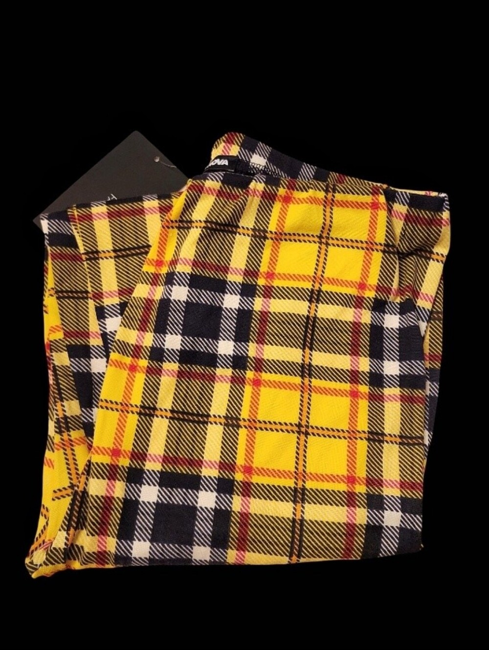 Yellow Plaid Skinny Leggings